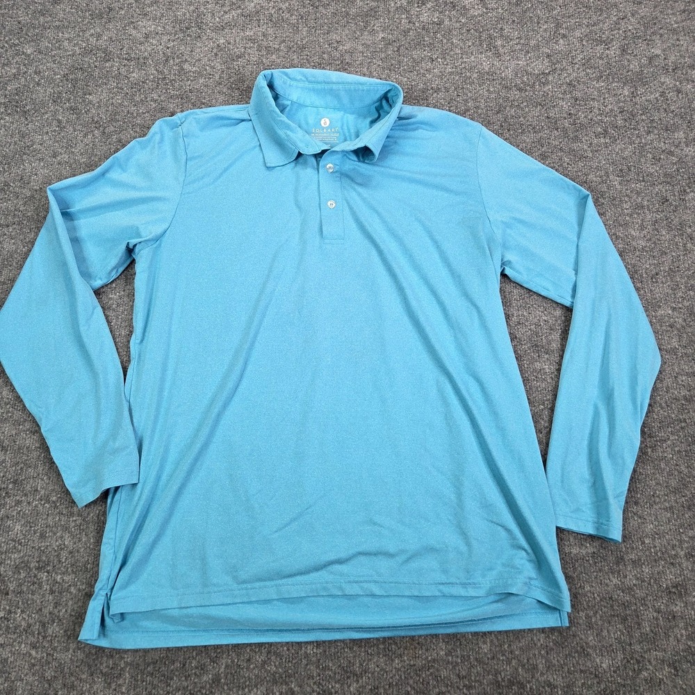 SOLBARI Polo Mens XL Blue Collared Top Long Sleeve Sun Shirt‎ UPF 50